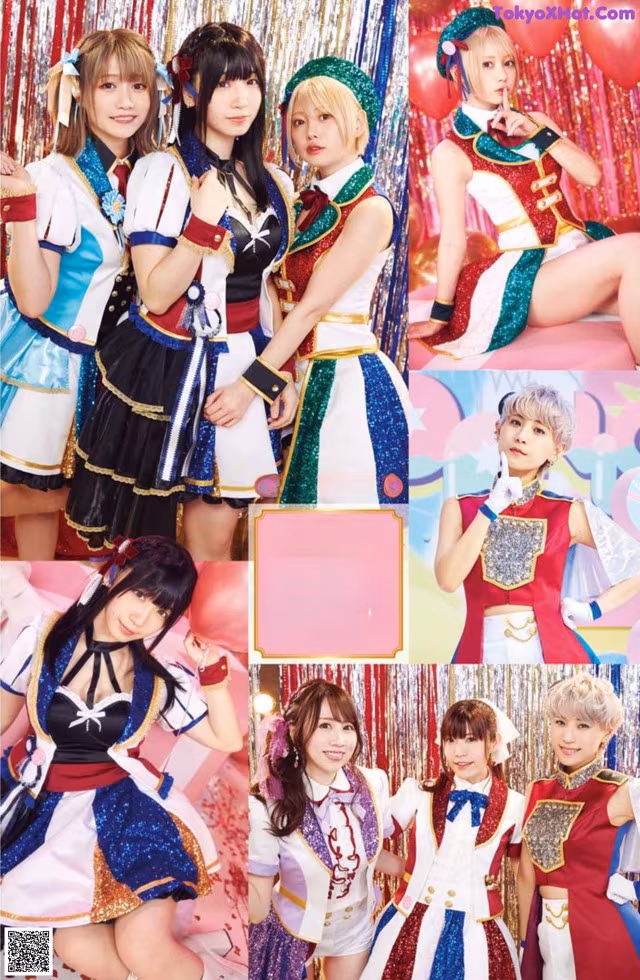 A group of young women dressed in costumes posing for a picture.